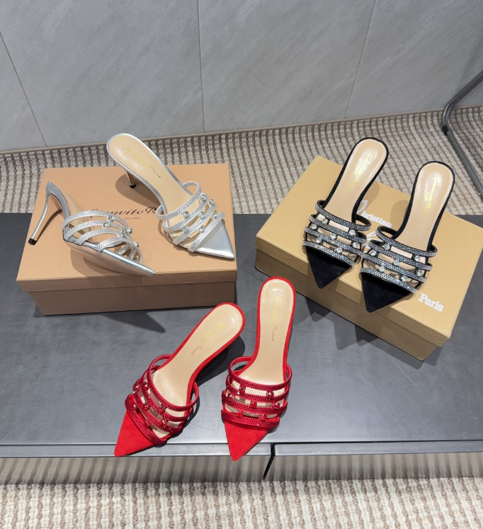 Gianvito Rossi Crystal-Embellished Suede Sandals
